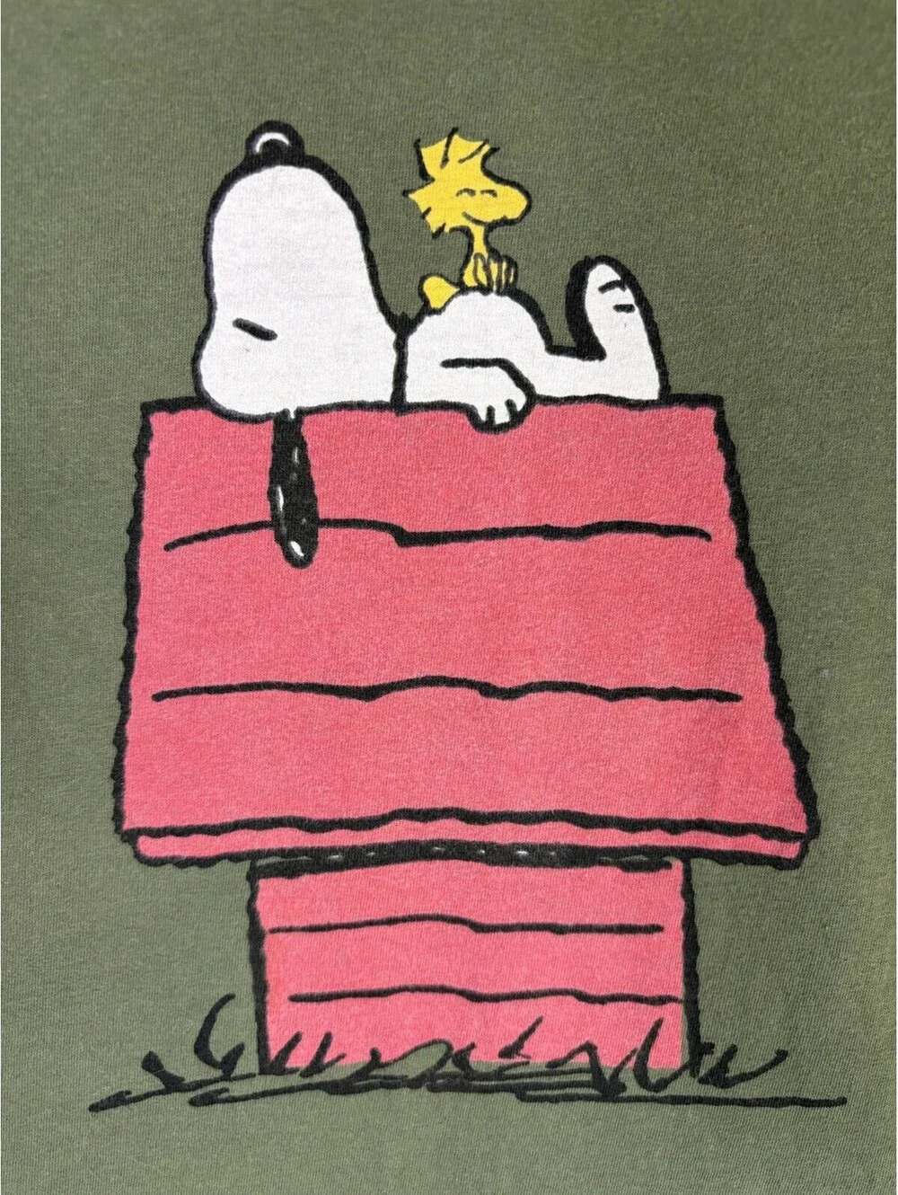 Peanuts Snoopy Woodstock Girls XXL 19 Green Doghouse Graphic T Shirt Tee